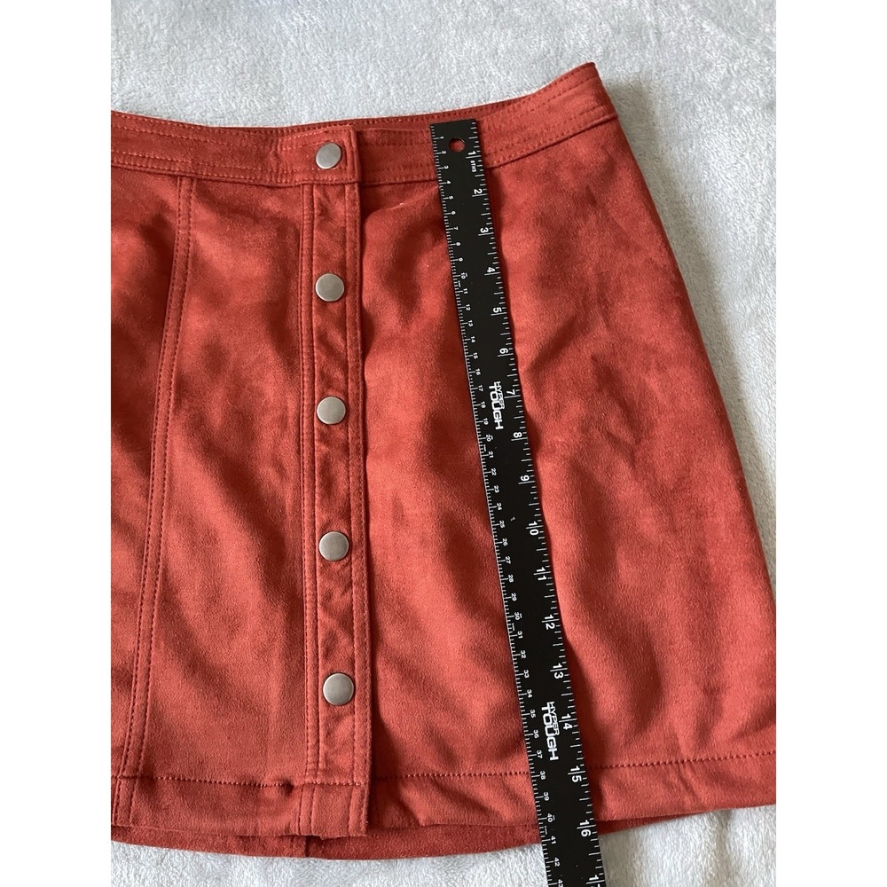 Rust Faux Suede Mini Skirt Y2K Boho Size S Indie Sleaze Pumpkin Spice Western - Picture 3 of 5